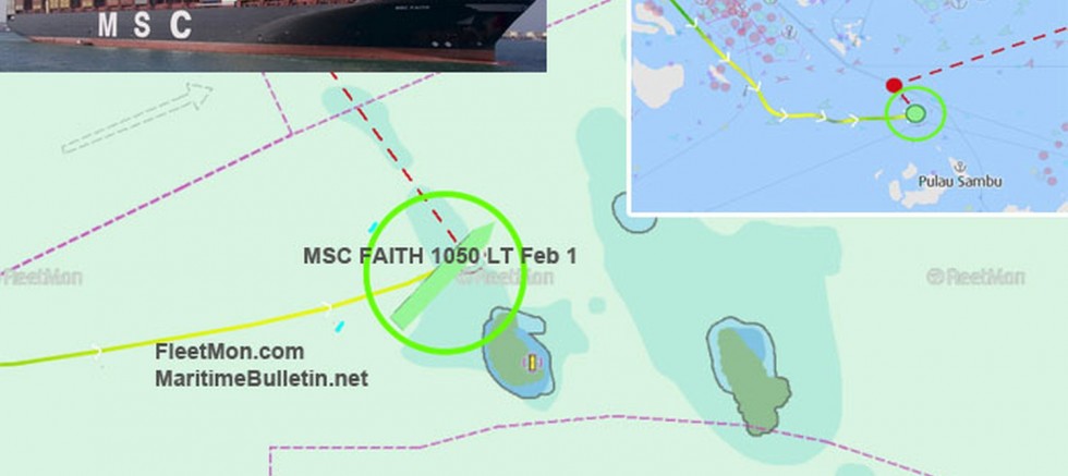 MSC mega konteyner gemisi Singapur Boğazı'nda karaya oturdu