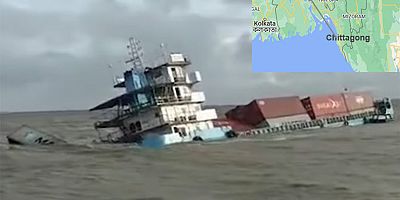 Bengal Körfezi'nde konteyner gemisi alabora oldu VİDEO