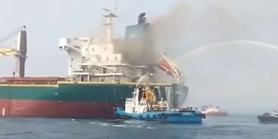 Dökme yük gemisinde makine dairesi yangını- VİDEO