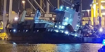 İskenderun Limanında konteyner gemisi alabora oldu