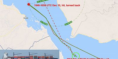 MSC konteyner gemisi füzeyle vuruldu.